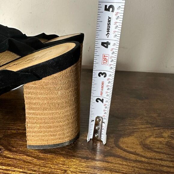Free People Rosie Ruffle Black Suede Heels Size 39 (8.5) Block Heel - Picture 11 of 12